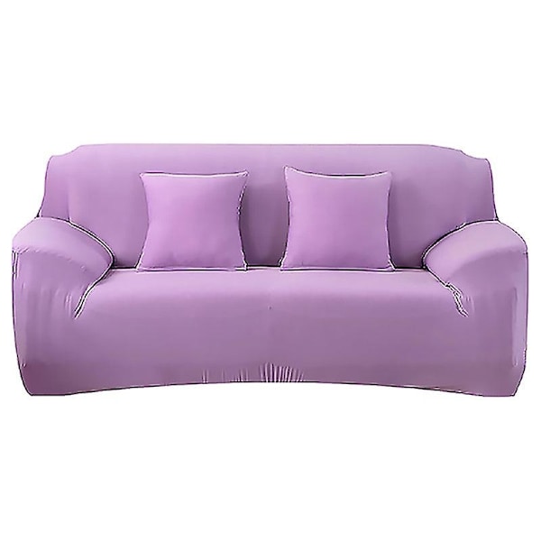 Sofa Betræk Solid Farve Sofa Betræk til Stue Elastisk Hjørne Sofa Betræk Betræk Stolebeskytter 1/2/3/4 Sæder - WELLNGS Light purple 3-seater 190-230cm