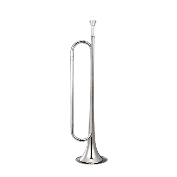 Signalhorn Kavaleritrompet med munnstykke Blåseinstrument Speidertrompet Signalhorn for Kavaleriband Sceneopptreden Nybegynnere Voksne - WELLNGS silver Bb