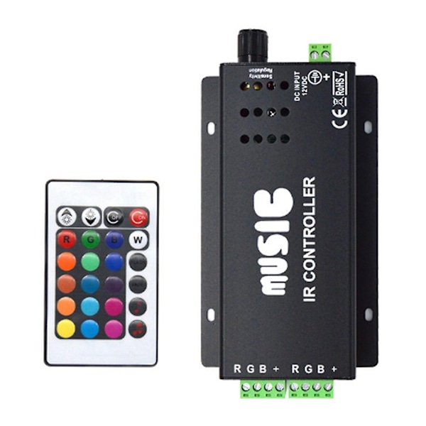 DC12-24V 24 Keys Music Controller 3 Channels IR Remote RGB Controller Sound Sensitive for Light Lam-WELLNGS