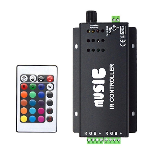 DC12-24V 24 knappers musikcontroller 3 kanaler IR fjernbetjening RGB controller lydfølsom til lys Lam-WELLNGS