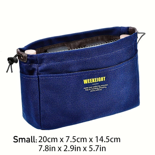 Lerretsoppbevaringsorganisatorer med snøring, multi-lommeforingspose, lett bærbar reiseoppbevaringspose-WELLNGS Blue Small (9.06inch*6.3inch)