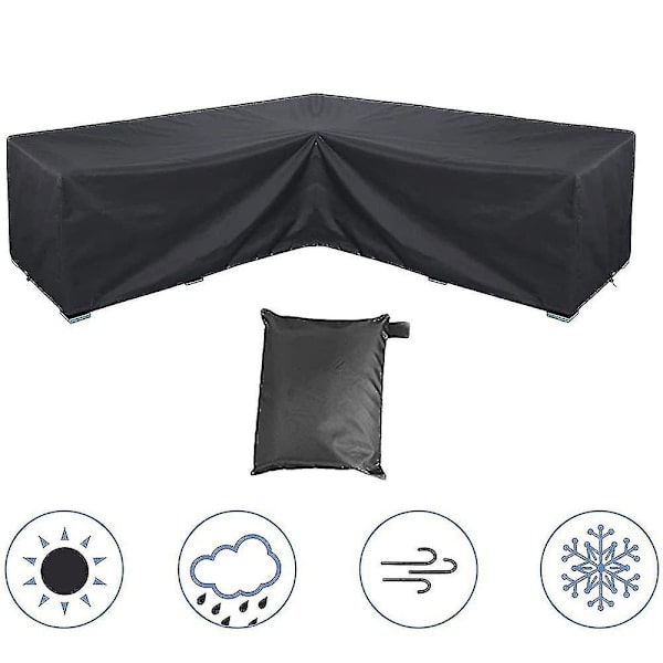 Hörnsoffa Överdrag Vattentät Trädgårdsmöbler Set Överdrag Utomhus Sektionsmöbel Överdrag Cy-WELLNGS 320*320*80cm