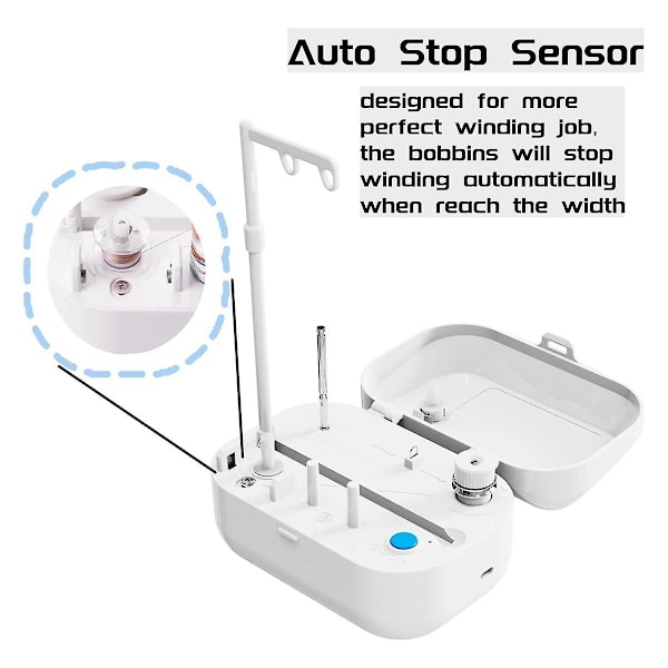 Automaattinen lankakelaaja automaattisella pysäyttimellä, suuri puolan langanpidike ompelukoneen langan kelaamiseen - WELLNGS
