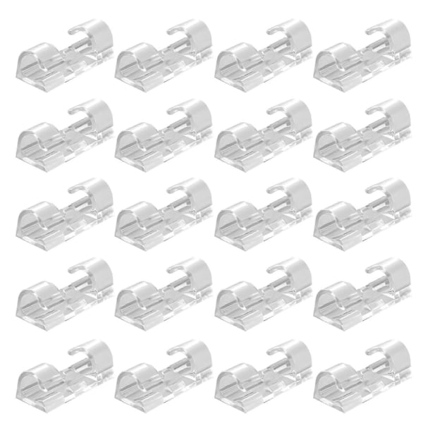 20-pakks Kabelorganisering Klips Selvklebende Hjemmekontor Transparent TV Bærbar Ethernet Kabel Data Strømledning Holder Organizer Klips - WELLNGS XL