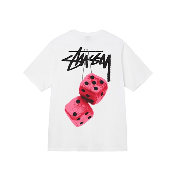 Unisex 2024 Stussy Fuzzy Dice T-shirt Andningsbar T-shirt Toppar Vit White-WELLNGS White 2XL