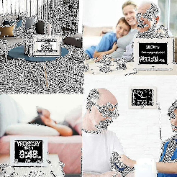 Demensklocka Alzheimers Klocka Stor Digital Kalenderklocka för Seniorer, klocka med Dag och Datum F(7 Tum)-WELLNGS