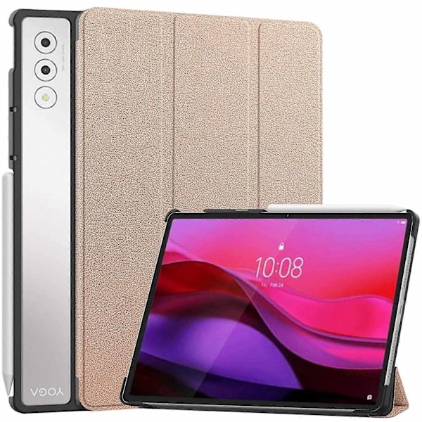 Beskyttelsesdeksel for Lenovo Yoga Tab Plus, fallsikkert nettbrettdeksel i lær med stativ - Rose Gold-WELLNGS Rose Gold