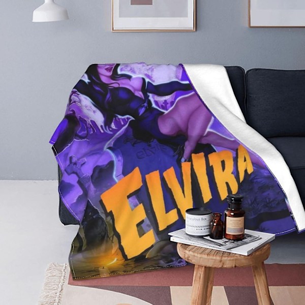Mistress Elvira av The Dark Blanket Ultra Mjuk Flanell Fleece Pläd för Sovrum Vardagsrum Soffa Luftkonditionering Pläd ABD16353-WELLNGS 60x50in 150x125cm
