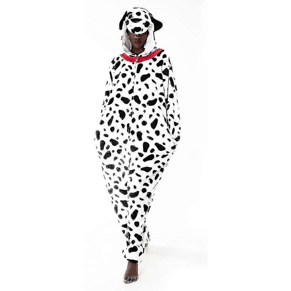 Snug Fit Unisex Vuxen Onesie Pyjamas Djur En Delig Halloween Kostym Nattkläder - WELLNGS Dalmatian X-large