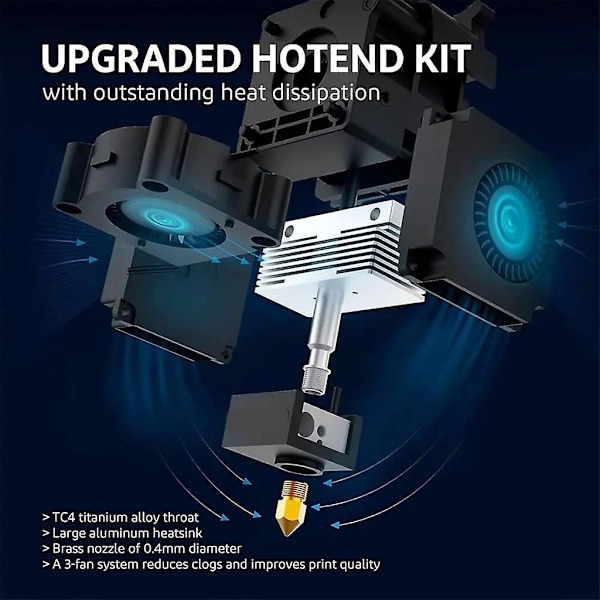 Kompatibel med Neptune 3 Plus/Pro 3D-printerhode Hotend Dyser 0,4 mm Kit Kompatibel med Neptune 3-WELLNGS