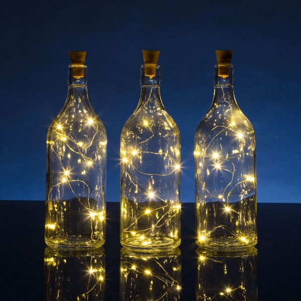 5-pakkainen pullolamppu aurinkokennolla - Valosilmukka pulloille LED korkkilamppu keltainen-WELLNGS yellow