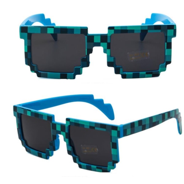 5 färger Mode solglasögon Barn Cos Spela Actionspel Leksak Minecrafter fyrkantiga glasögon med case Leksaker för barn Present Blue-WELLNGS Blue As shown