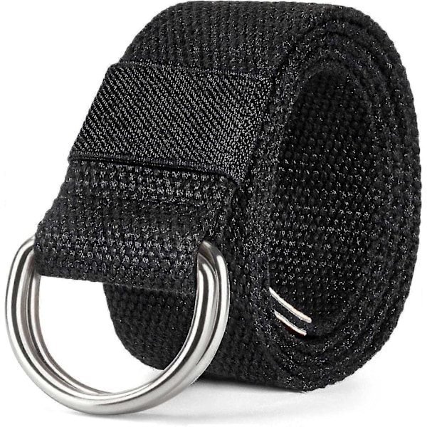 Canvas-vyöt miehille ja naisille - WELLNGS Silver Buckle black waist size 31 35inch