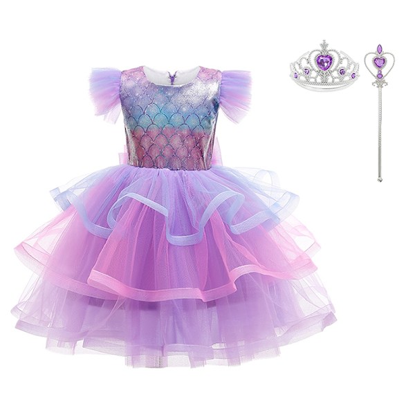 Havfrue Ariel Prinsesse Jenter Kjole Cosplay Kostyme Baby Havfrue Kle Opp Barn Halloween Bryllup Kostyme Barn Kjole 9-10T (150)-WELLNGS 9-10T(150) a6