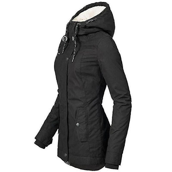 Vanntett varm hettefrakk tykk fleecefôret frakk for kvinner-yujia-WELLNGS Red 2XL