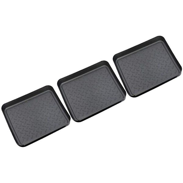 Set med 3 skoställ, skodroppbricka av plast, liten skomatta, droppmatta, hylla, skobricka, droppbricka, 35x27x3 cm-WELLNGS
