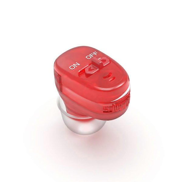 Laddningsbar Hörselhjälp Osynlig In-Ear Ljudförstärkare Mini Röstförstärkare Hörselhjälp för Äldre - WELLNGS Red