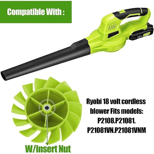 2 kpl 529437004 puhaltimen siipi 18V puhaltimelle P2108, P21081 ja 529437003 529437001 puhaltimen siivet-WELLNGS