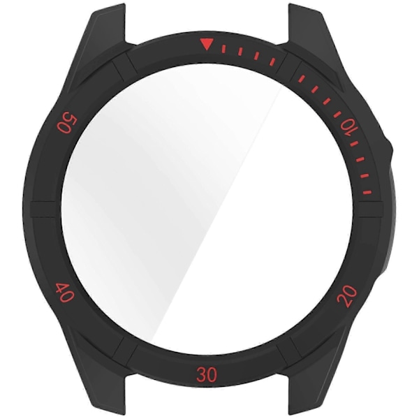 Kompatibel med Garmin Fenix 8 51mm Klokkeveske PC Ramme Deksel med Herdet Glass Skjermfilm-WELLNGS Black Red