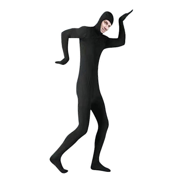 Osynlig Morph Zentai Dräkt Herr Dam Spandex Öppen Ansikte Kostym Cosplay-WELLNGS Black L