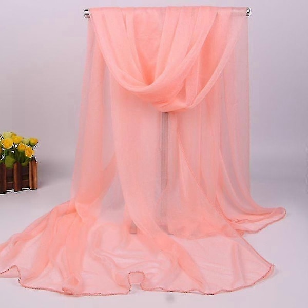 Kvinners Lang Myk Sjal Chiffon Silke Avslappet Sjal - WELLNGS Snow tooth powder