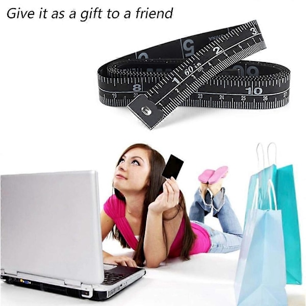 Måttband 4-pack, Måttband för kropp Dubbel Skala Måttband för Sömnad, Kropp, Skräddare 150 cm/60 Tum-WELLNGS black