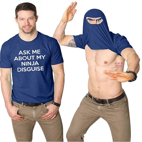 Miesten Ask Me About My Ninja Disguise -kääntöpaita Hauska Puku Graafinen Huumori T-paita, 100% Uusi -WELLNGS Dark blue 4XL