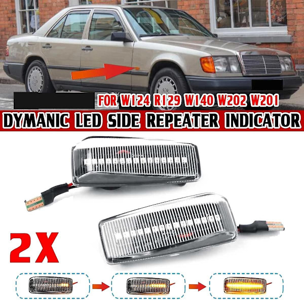 Dynamisk LED-sidomarkering för blinkers till C E S Sl-klass W201 190 W202 W124 W140 R129-WELLNGS