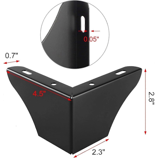 3 tommer møbelben i metal, sæt med 4, kraftige møbelfødder minimalistisk design sofafødder - WELLNGS