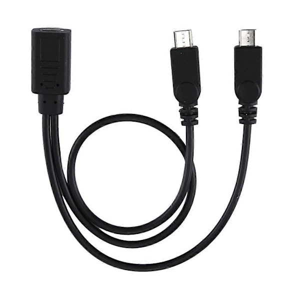 USB-C / Type-C Hun til 2 x Micro USB Han Adapter Y-kabel, total længde: ca. 30 cm - WELLNGS