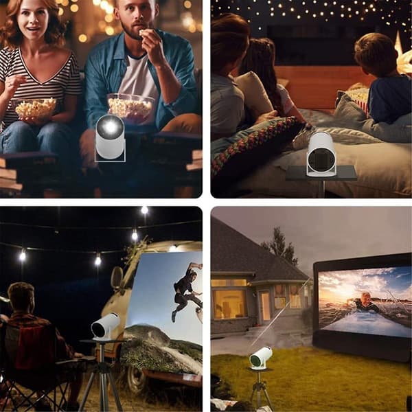Smartprojektor med Android TV 11.0 5G WiFi Bluetooth Bærbar Projektor HD Mini Enhet for IOS & Android EU-plugg-WELLNGS