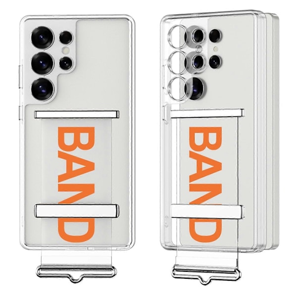 GKK Kompatibel med Samsung Galaxy S25 Ultra Klar Veske Stropp Støtte TPU PC Telefondeksel - Transparent Oransje-WELLNGS Transparent Orange
