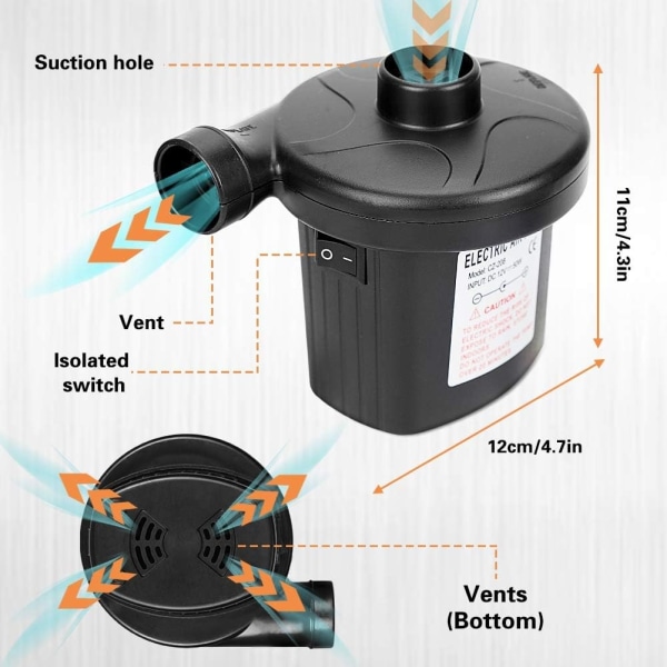 Elektrisk luftpumpe, 2 i 1 luftpumpe til luftmadras, batteri luft-WELLNGS