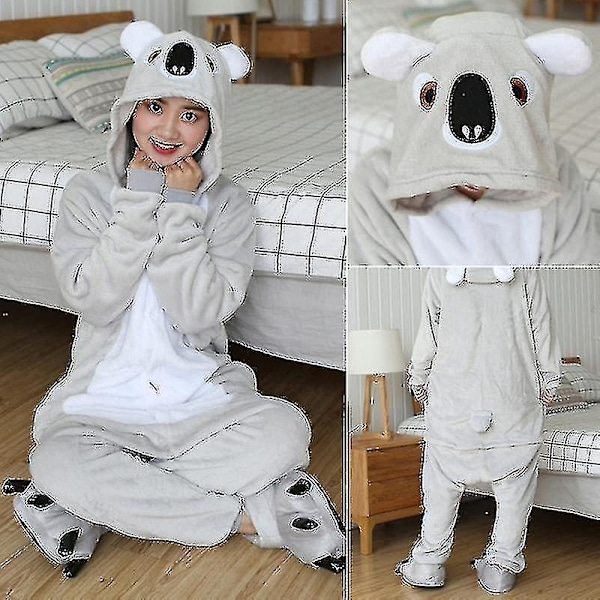 En-delt dyre-plysj pyjamas til voksne og børn - WELLNGS Koala 100-110CM