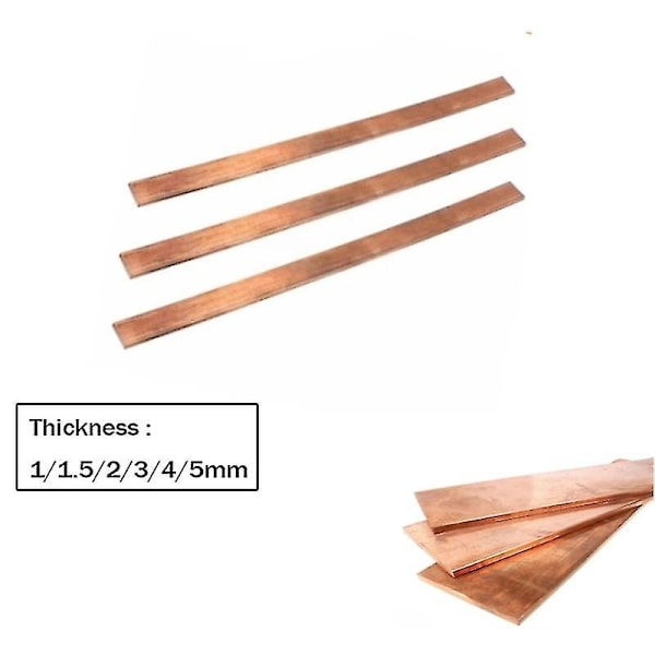 1 stk T2 metallstang rød kobber flat stang stripe 99,95% ren kobberplate tykkelse 1/1,5/2/3/4/5mm*15mm*250mm-WELLNGS 0 1.5 x 15 x 250mm