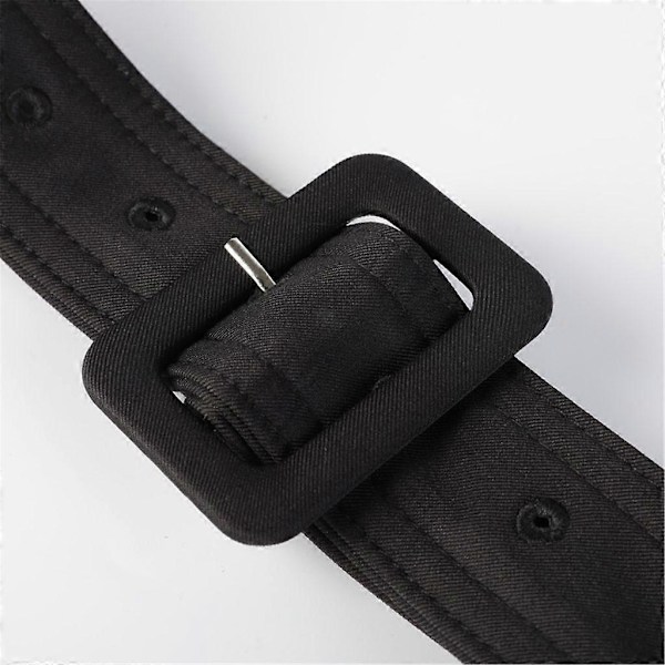 Dambälte med Spänne Bred Trenchcoat Ersättningsbälte för Dekorationer-WELLNGS Black cloth button