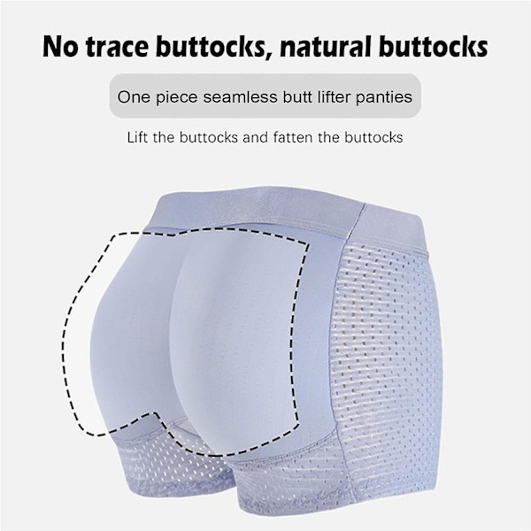 Herr Mesh Andas Butt Lift Boxer Briefs Underkläder med Butt Pad Förstoring, 50% Erbjudande-WELLNGS Llight Blue M