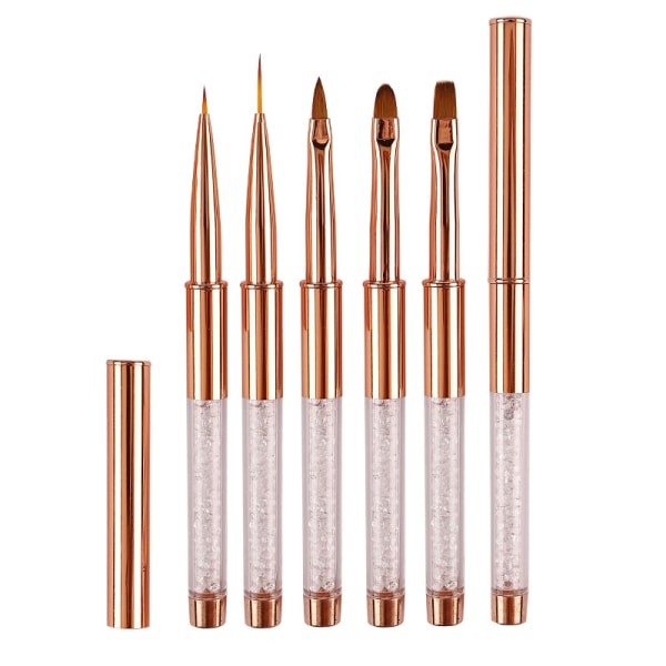 Set - 5 pcs for acrylic powder nail brush for applying crystal brush, light therapy brush, flower brush, sharpener-WELLNGS