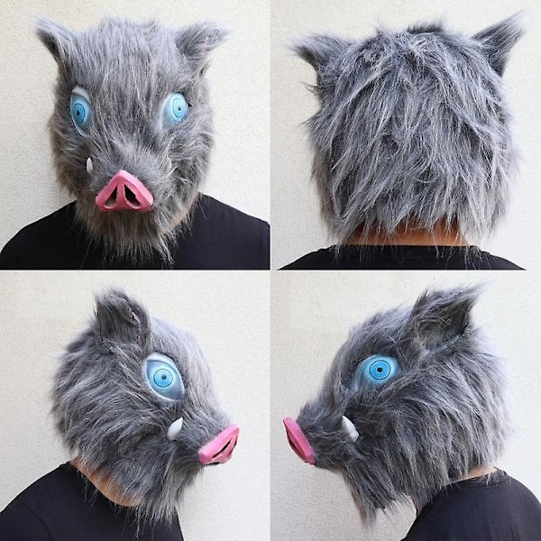Inosuke Cosplay Demon Slayer Kimetsu No Yaiba Cosplay-asu Anime-asu Yksipuolinen Peruukki Mask Halloween-asu Aikuinen-WELLNGS costume mask M
