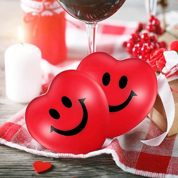 48 stk. 7 cm Stressbolde 'S Dag Hjerteformet Squishy Bold Smilende Ansigt Skum Stress Relief Bold - WELLNGS