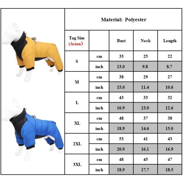 Talvi Lemmikit Koira Liivit Vaatteet Pentu Lämmin Pehmustettu Takki Päällysvaatteet keltainen-WELLNGS yellow L