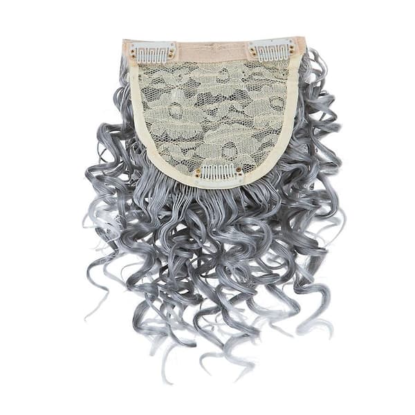 Afro Bangs 8 Tommer Krøllete Pannelugg Extensions Clip in Bangs-WELLNGS silver