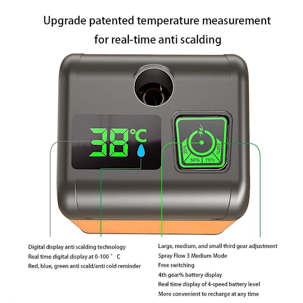 Utomhus 7800mah Elektrisk Duschpump Ipx7 Vattentät med Digital Display för Resor Strand Husdjur Vattning-WELLNGS