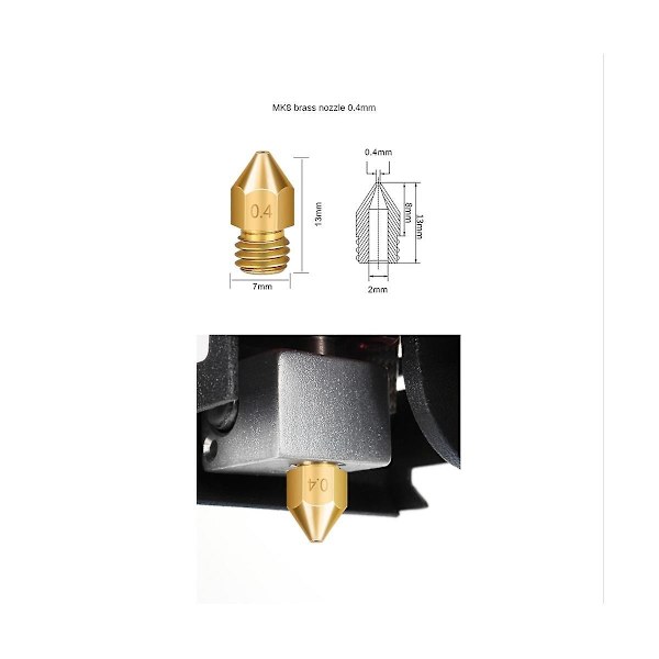 24 st Mk8 mässingsmunstycke för 3d-skrivare Hotend 1,75 mm filament J-head Cr10 värmeblock för Ender3 Hot-WELLNGS
