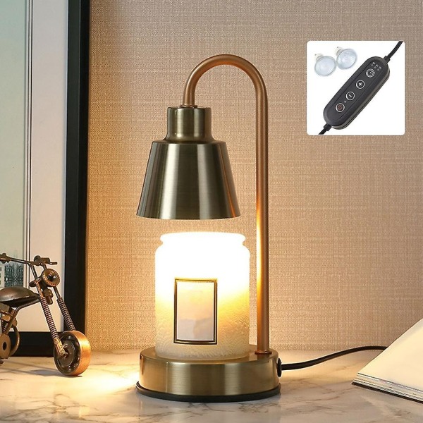 Metallvoks smeltet stearinlysvarmer Lampe Timing Dimming Aromalys Home Decor Bronse-WELLNGS