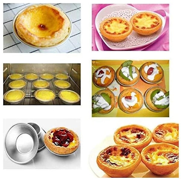 25 Pakk Egg Tart Form Egg Tart Kopp Egg Tart Bunn, Rund Gjenbrukbar Non-Stick (aluminium) - WELLNGS