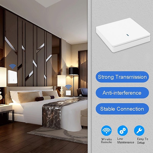 Trådlös smart ljusströmbrytare RF 433MHz belysningskontroll intelligent brytare AC 90-250V 10A modul (1-WELLNGS