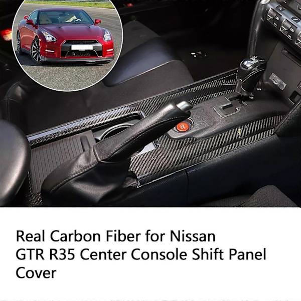 Äkta Kolfiber Kompatibel med Nissan GTR R35 Central Konsol Växelspakspanel Skydd - WELLNGS