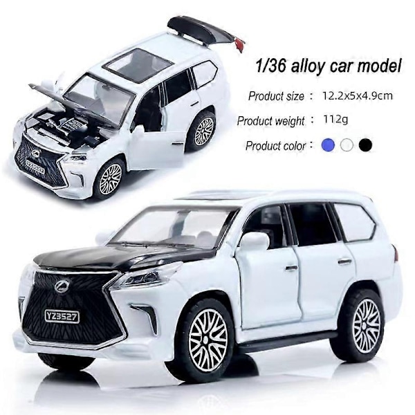 Legetøjsbil 1/36 Lexus Lx570 Legetøjsmodel til børn 4 døre åbnelige Metal Die-Cast Modelbil Miniature Samleobjekt Bil Drengelegetøj Gave - WELLNGS White