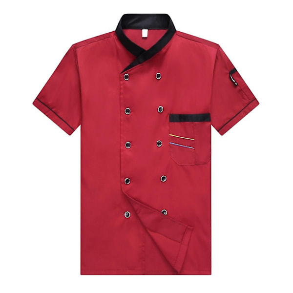 Unisex Plus Size Kokkeuniform - Kokk Dobbeltspent Patch-WELLNGS Red 2XL